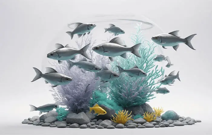 Undersea Group of Fish 3D Design Illustration image